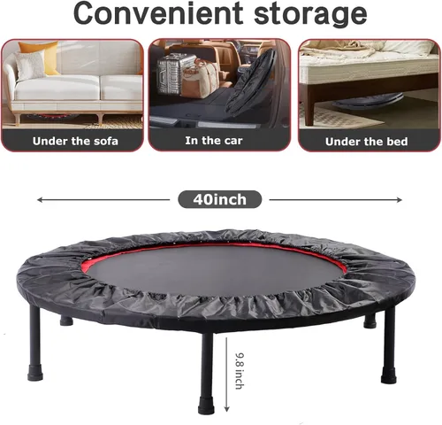 Miniatura 5 de Rebounder Trampoline for Adults, 40"/50" Foldable Spring Fitness Trampoline - 450 lbs Capacity, Quiet & Stable Indoor/Outdoor Exercise Equipment for
