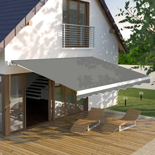 Miniatura 10 de MUPATER Toldo retráctil de 8 x 7 pies para patio, refugio al aire libre para terraza con manivela manual, proyección de 78 pulgadas, gris