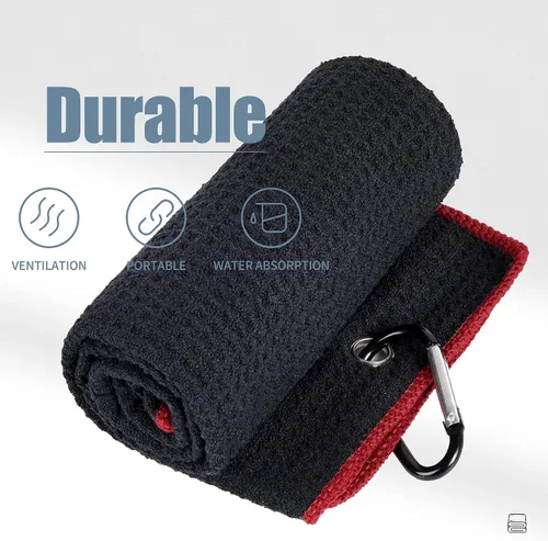 Miniatura 5 de Mile High Life Premium Waffle-Weave Golf Towel 16" X 24" Extra Absorbent & Quick-Dry Ultra-Soft Microfiber Carabiner Clip Multi