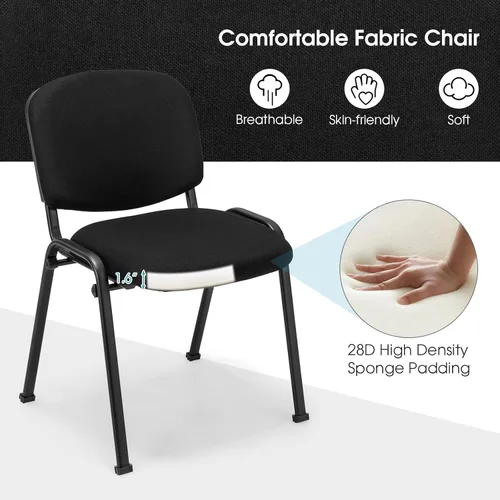 Miniatura 4 de COSTWAY Juego de 8 sillas de sala de espera, sillas de conferencias apilables con asiento y respaldo tapizados, sillas ergonómicas de recepción