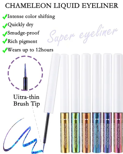 Miniatura 3 de Chameleon - Delineador de ojos con purpurina líquida, 1 bolígrafo dorado metálico de alta pigmentación para maquillaje para sombra de ojos, punta 01#