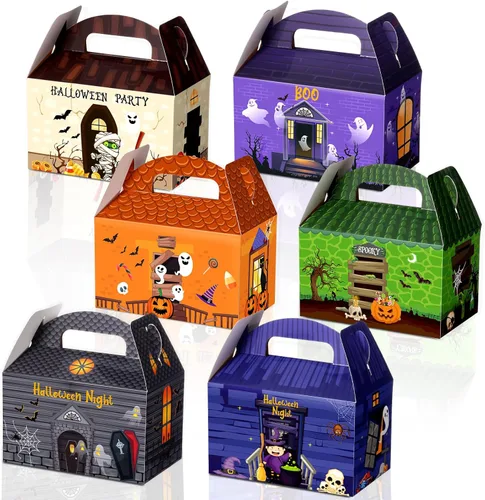 TaoBary Juego de 24 cajas de dulces de Halloween, cajas de regalos de Halloween, cajas de regalos para regalos de cumpleaños, galletas, caja de