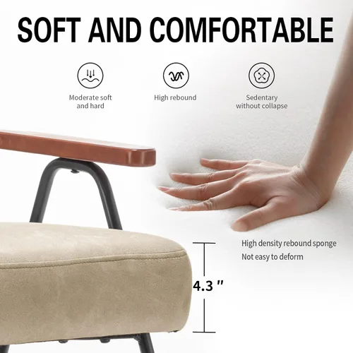 Miniatura 6 de UNICOO - Sillas decorativas modernas, sillón de mediados de siglo, sillas de sala de estar, silla de ocio con patas de metal, sillas laterales