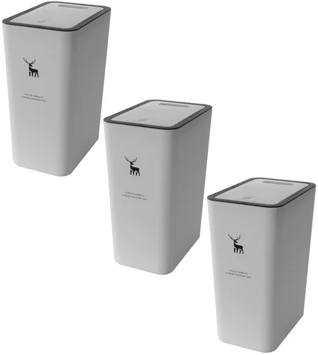 Miniatura 9 de Sooyee Paquete de 3 basureros de baño con tapa de 10 litros/2.6 galones, delgado con tapa desplegable, cesta de basura para baño, tocador, Negro