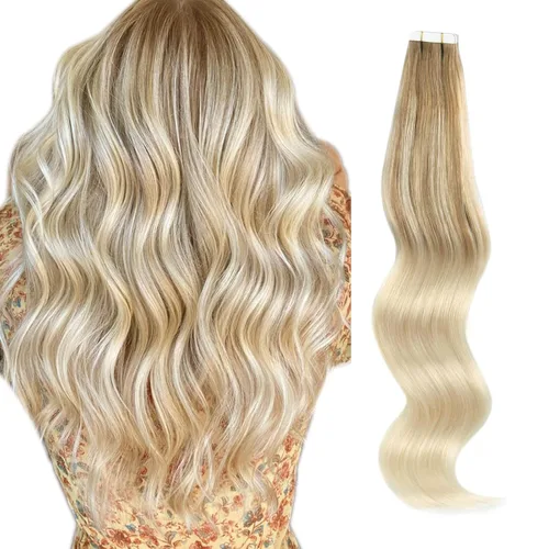 Miniatura 32 de ABH AMAZINGBEAUTY HAIR Extensiones de cinta de cabello humano Remy real, Remi, extensiones de cabello negro con pegamento en trama de piel