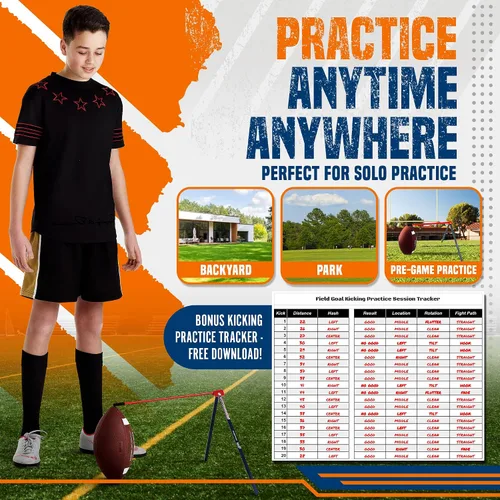 Miniatura 5 de True Strike Pro Football Kicking Tee - Ultimate Football Tee Compatible with All Ball Sizes, Bonus Goal Kicking Tracker, Field Goal Football Holder