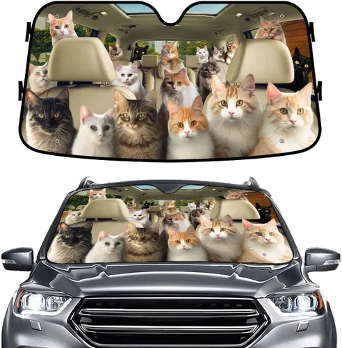 Miniatura 33 de GENANY - Cubierta de parabrisas de flamenco para automóvil, SUV, camión (55 x 30 pulgadas), protector térmico plegable, persianas para ventanas