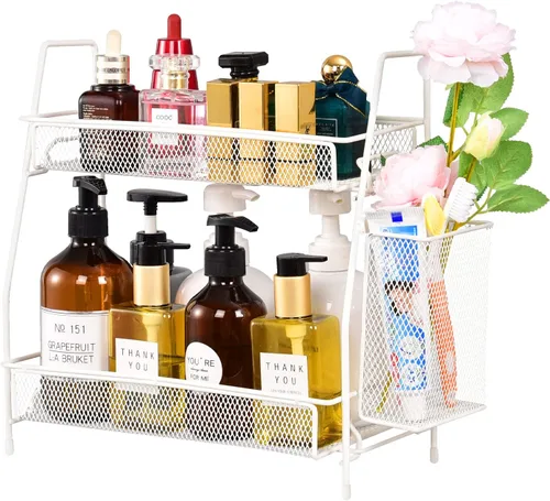 Miniatura 10 de LEMIKKLE Organizador de encimera de baño de 2 niveles, cuidado de la piel, organizadores de encimera de maquillaje, cocina, almacenamiento de negro