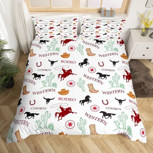 Miniatura 9 de Juego de ropa de cama de piel de vaca, funda de edredón con estampado de vaca de las tierras altas, tamaño individual, funda de edredón tribal