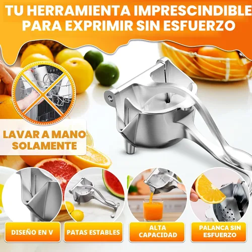 Miniatura 4 de Exprimidor manual con mango ergonómico y resistente, boquilla para verter sin desorden, exprimidor de mano de aleación de aluminio Capacidad