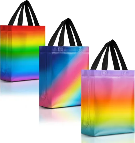 Miniatura 12 de Nush Nush Juego de 12 bolsas de regalo medianas degradadas – 4 impresionantes y brillantes bolsas de regalo reutilizables con asas – Bolsa de regalo