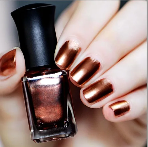 Miniatura 26 de Esmalte de uñas marrón metálico con efecto espejo, duradero y de secado rápido, brillante cromo para manicura DIY (012#TJ, 6ml)