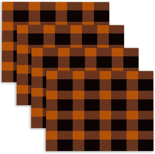 Miniatura 14 de Mrcrypos Juego de 4 manteles individuales de otoño, Halloween, Acción de Gracias, fáciles de limpiar, juego de 4 manteles individuales lavables