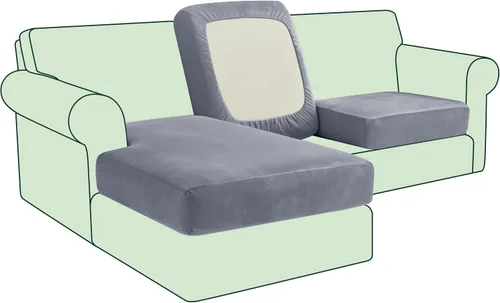 Miniatura 122 de CHUN YI - Funda elástica de cojín para sofá biplaza, funda de asiento de sofá con tela jacquard de elastano (mediana, color marfil blanco)