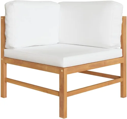 Miniatura 3 de 4-Piece Teak Outdoor Conversation Set, Cream Cushions, 24.8"x24.8" Patio Sectional Sofa & Table, Weather-Resistant Lounge Furniture for Garden