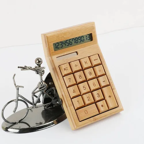 Miniatura 2 de Omio Calculadora solar de madera de bambú natural hecha a mano Calculadora de escritorio de función estándar con pantalla grande de 12 dígitos