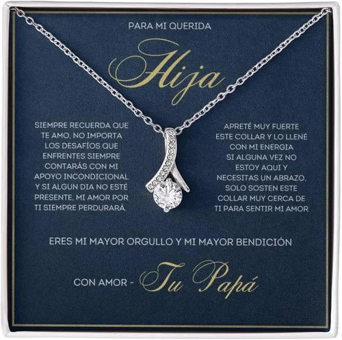 Leo's Print Shop Para Mi Querida Hija Con Amor Regalo Para Mujer Joya Collar Mensaje Personalizado Para Hija Joyería Para Hija De Mamá, Regalo De