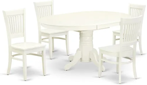 Miniatura 20 de East West Furniture AVVA5-LWH-C - Juego de mesa de comedor de 5 piezas, incluye una mesa de cocina ovalada con hojas de mariposa y 4 sillas