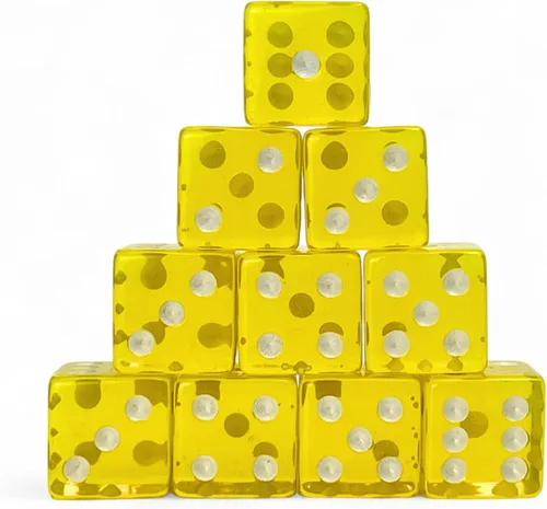 Miniatura 8 de Luck Lab Paquete de 10 dados de 19 mm - Dados D6 acrílicos y translúcidos, cuadrados con bordes redondeados para casino, craps, juegos de mesa RPG