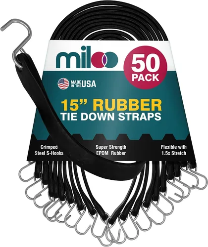 Miniatura 18 de Miloo Cuerdas elásticas de goma con ganchos, lona resistente y correas de carga, fabricadas en Estados Unidos, paquete de 10 unidades de 10 pulgadas