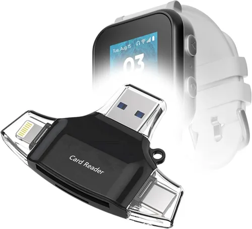 BoxWave Smart Gadget compatible con Gabb Watch 3e - AllReader lector de tarjetas SD, lector de tarjetas microSD Compact USB - Negro azabache