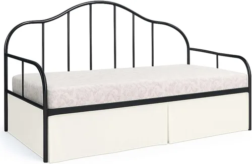 Ready To Rest Falda para cama nido individual de 12 pulgadas de caída, faldas de cama estilo plisado para camas nido, esquinas divididas con Blanco