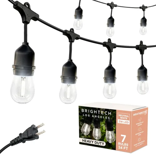 Miniatura 9 de Brightech Ambience Pro – Serie de luces LED impermeables para exteriores – colgantes, regulables, 2 W, bombillas vintage Edison – Luces de jardín
