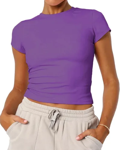 Miniatura 9 de Camisetas básicas de manga corta con cuello redondo para mujer de verano Y2K, lindas para salir, camisetas estilo bebé