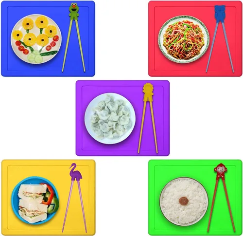 Miniatura 5 de Palillos de entrenamiento para niños, adultos y principiantes - Juego de 5 pares de palillos con ayudante de palillos de aprendizaje acoplable