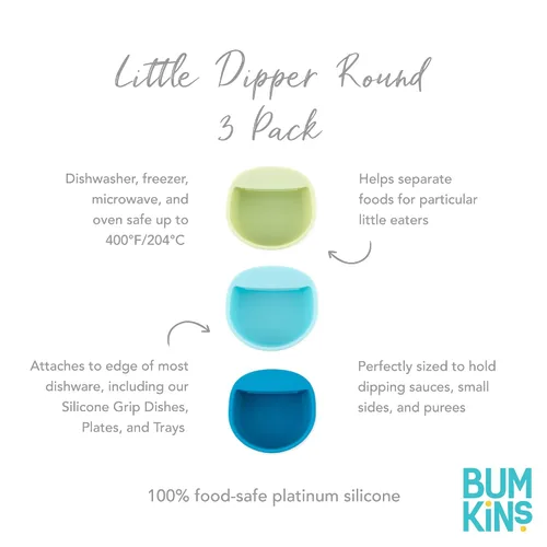 Miniatura 5 de Bumkins Baby Silicone Little Dippers, se fija a cuencos, platos y platos, taza de salsa, sostiene condimentos, salsas, salsas, puré, coberturas