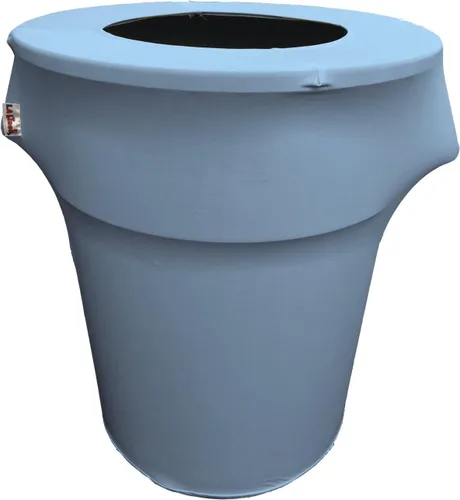 Miniatura 7 de LA Linen Cubierta para cubo de basura ajustable de elastano elástico de 32 galones, cubierta redonda para contenedor de residuos, decoración de Gris