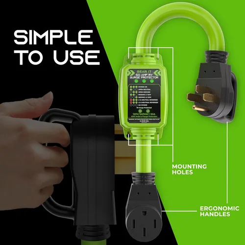 Miniatura 8 de GEARit Protector de sobretensiones RV de 50 AMP - Analizador de circuito, protector/monitor de voltaje con protección contra sobretensiones