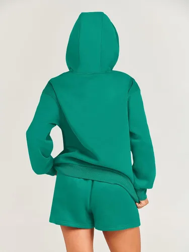 Miniatura 5 de ANRABESS Conjunto de 2 piezas para mujer, sudadera corta con cordón y capucha de gran tamaño, conjunto a juego