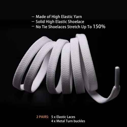Miniatura 4 de 2 pares de cordones elásticos sin atar para zapatos planos para niños y adultos, sistema de cordones elásticos sin atar