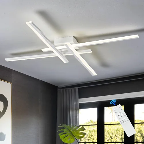 Miniatura 14 de Lámpara de Techo Semiempotrada, Candelabro LED Regulable de 32.8" Luminaria de Techo Moderna Regulable con Control Remoto de 6 Luces para Sala