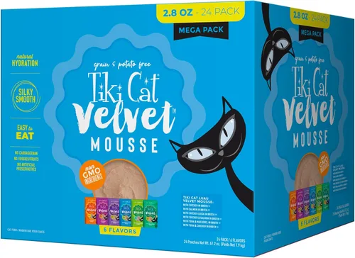 Miniatura 15 de Tiki Cat Luau Velvet Mousse, pollo y salmón en caldo, nutrición completa para una dieta equilibrada, comida húmeda para gatos para todas las etapas