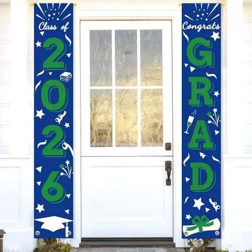 Cartel de graduación para porche, letrero de clase, banderas colgantes de felicitaciones, escuela secundaria, universidad, fiesta, decoración para