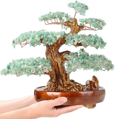 Miniatura 8 de KALIFANO Árbol de cristal de chakra de cuarzo rosa natural (1,251 piedras preciosas) con propiedades curativas – Bonsái Feng Shui árbol de dinero