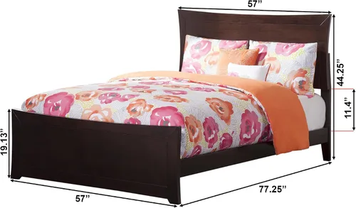 Miniatura 2 de AFI, Metro - Cama Queen de plataforma de madera de perfil bajo con estribo a juego, color espresso
