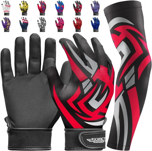 Miniatura 18 de Guantes de bateo para jóvenes de Exxact Sports con mangas para brazos para niños y niñas, guantes de béisbol para niños para bateo de sóftbol