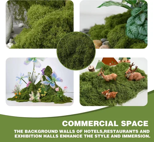 Miniatura 5 de Musgo verde falso de 5.3 onzas – Musgo artificial preservado. Perfecto para manualidades, decoración de bricolaje, mantillo en macetas, jardines