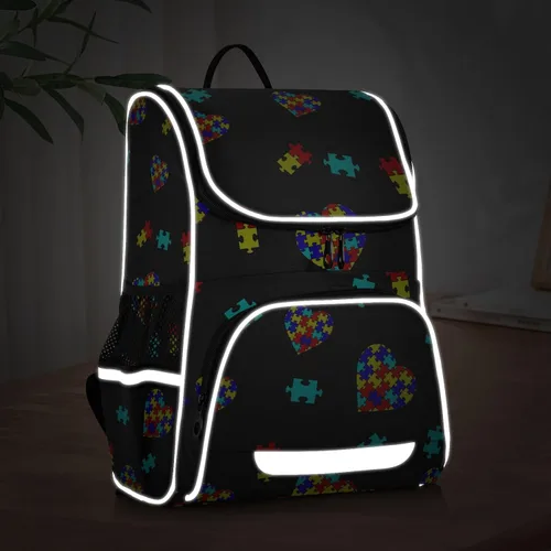 Miniatura 5 de Mochila con tira reflectante para niños y niñas, bolsa de escuela primaria, correa extraíble para el pecho, autismo, Bolsa de libros