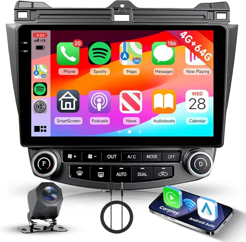 Miniatura 10 de Estéreo 4Core+64G para Honda Accord 2003-2007 con Carplay Android Auto Mirror Link-10.1 pulgadas Pantalla táctil Radio de coche, GPS Bluetooth WiFi