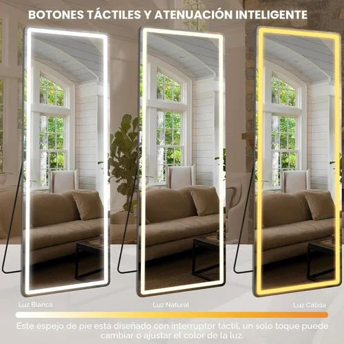 Miniatura 3 de Antok Espejo LED de longitud completa con luz, espejo iluminado de cuerpo completo de 56 x 20 pulgadas con soporte, regulable y iluminación de 3