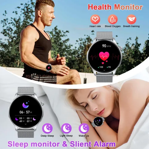 Miniatura 3 de Reloj Inteligente para Hombres y Mujeres Fitness: Realizar y Contestar Llamadas, Correr, Relojes Digitales para Hombres, Resistente al Agua, Reloj