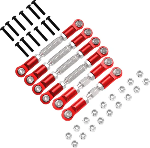 Miniatura 4 de Tensores de metal para varilla, enlaces de dirección, varillas de acoplamiento compatibles con Arrma Granite 4X4 Senton 4X4 Mega550 1/10 RC Car Rojo