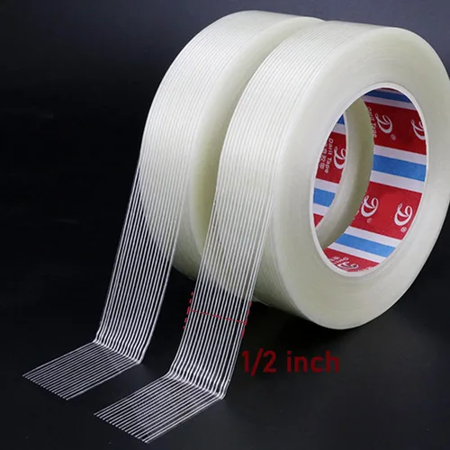 Miniatura 6 de KAIY Cinta para flejar, 2 rollos de cinta de embalaje de 1/2 pulgada x 60 yardas, cinta de fibra de vidrio reforzada resistente, transparente