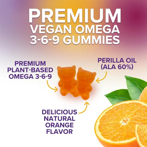 Miniatura 3 de Gomitas Omega 3 6 9 – Suplemento vegano Omega 3 Gomitas – Aceite de ácidos grasos esenciales 369 Complejo de apoyo cardíaco y apoyo cerebral