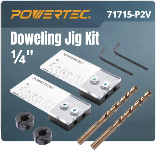Miniatura 8 de POWERTEC Kit de plantilla de clavija, kit de plantilla de clavija de 3/8 pulgadas, plantillas de clavijas para carpintería, marca testigo de corte