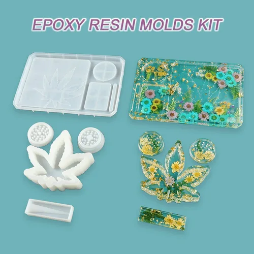 Miniatura 5 de 4 moldes de silicona para resina epoxi DIY, moldes de resina grandes, incluyendo molde de bandeja rodante, soporte para juntas de cenicero y molde